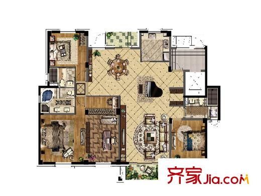 尼德蘭官邸寬景平墅A戶型-標(biāo)準(zhǔn)層 4室2廳2衛(wèi)1廚
