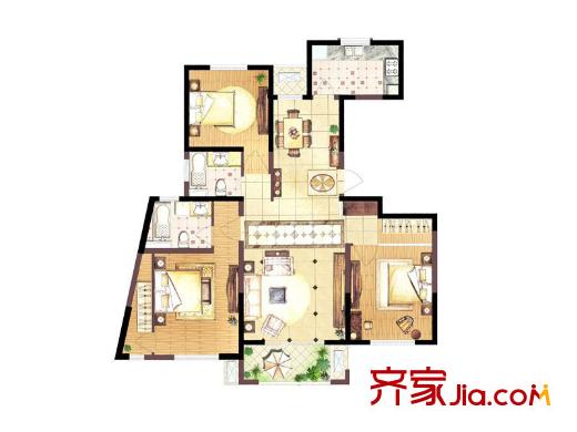 領(lǐng)航uptownK戶型戶型圖 3室2廳2衛(wèi)1廚