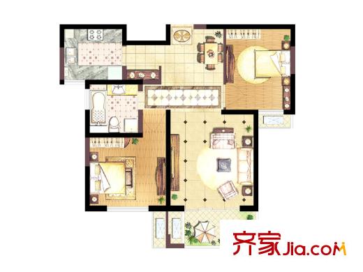領(lǐng)航uptownB戶型戶型圖 2室2廳1衛(wèi)1廚