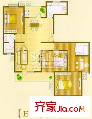 鼎鑫名流苑E戶型 3室2廳2衛(wèi)1廚