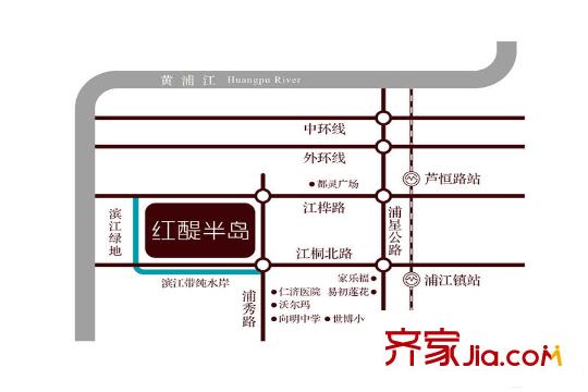 陆家嘴红醍半岛交通区位图