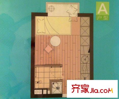 万乐城A户型 1室1卫1厨