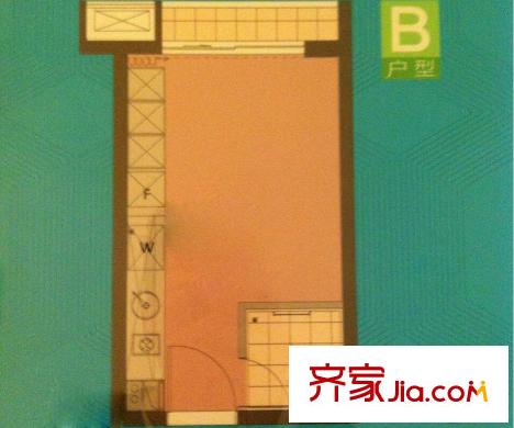 万乐城B户型 1室1卫1厨