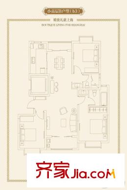 仁和都市花園二期27#樓標(biāo)準(zhǔn)層B3戶型 3室2廳2衛(wèi)1廚