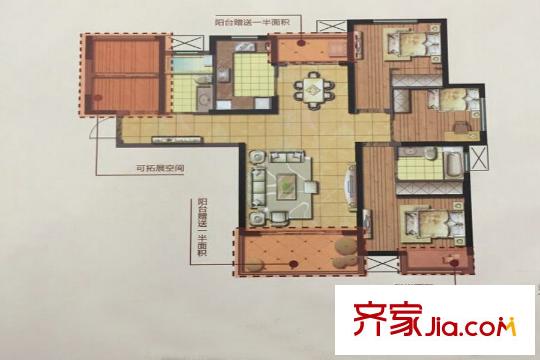 鑫苑世家四室兩廳兩衛(wèi)115平戶型圖 4室2廳2衛(wèi)1廚