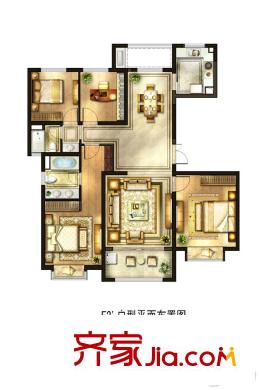 綠洲康城親水灣雅頌F2’戶型 4室2廳2衛(wèi)1廚