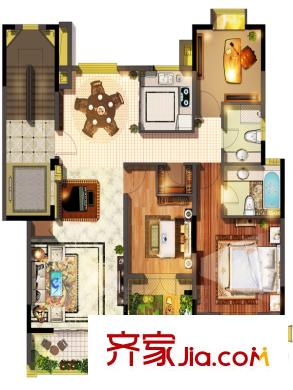 保集瀾灣洋房八層戶型圖 3室2廳2衛(wèi)1廚