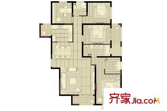 古北名都城三期26#178平三房 3室2厅2卫1厨