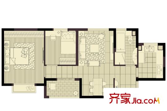 古北名都城三期26#86平二房 2室2厅1卫1厨