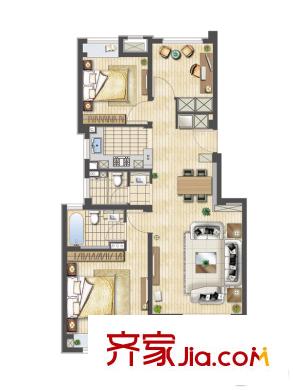朗詩里程戶型圖 3室2廳2衛(wèi)1廚
