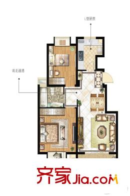 寶業(yè)萬(wàn)華城戶型圖 2室2廳1衛(wèi)1廚