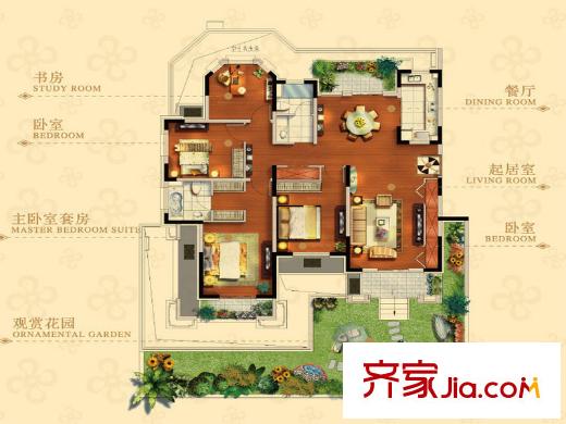 乾耀東港洋房戶型 3室2廳2衛(wèi)1廚