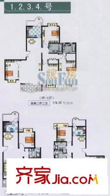 菱翔苑戶型圖1,2,3,4號戶型 