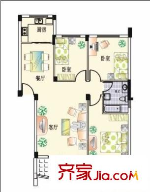 香楠小區(qū)戶型圖戶型圖 3室2廳1衛(wèi)1廚