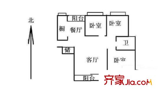 秀康新城康橋?qū)氎?3室 戶型圖