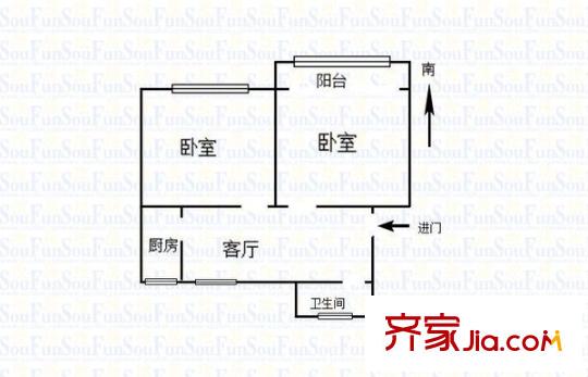 香山新村西南街坊 2室 戶型圖