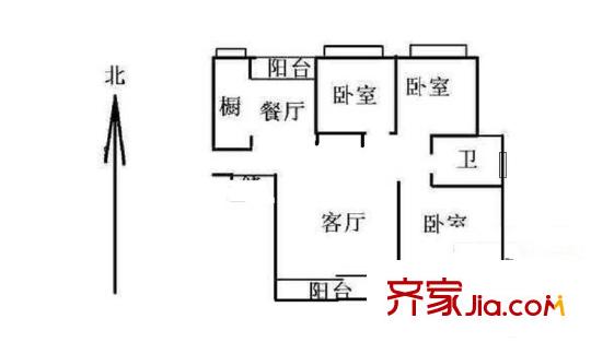 秀康新城康橋?qū)氎?3室 戶型圖