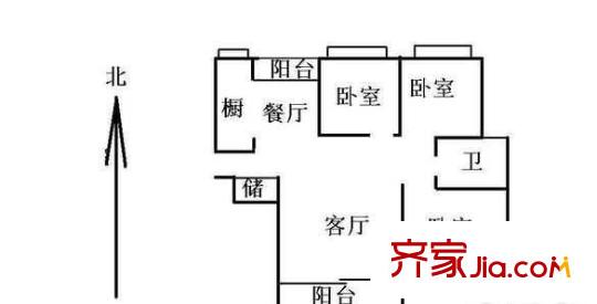 秀康新城康橋?qū)氎粜蛨D戶型圖 3室2廳1衛(wèi)1廚