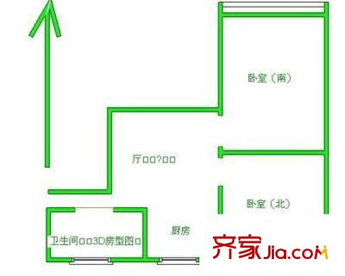 濰坊十村 2室 戶型圖