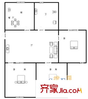 上海 申良花园3室 户型图