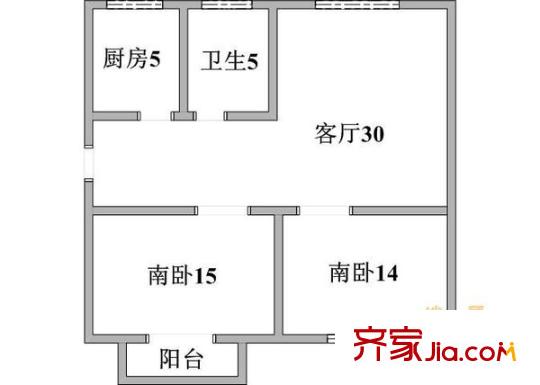 申良花园 2室 户型图