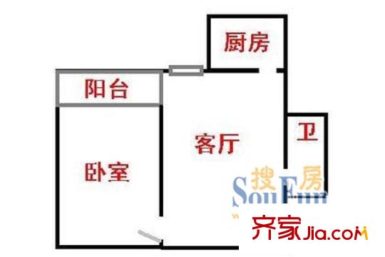上海 申良花园1室 户型图