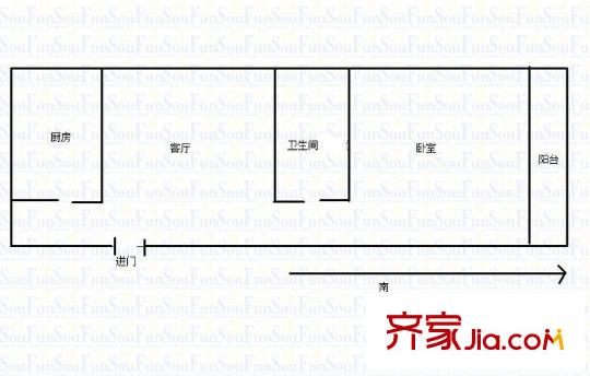 羅山一村 1室 戶型圖