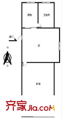 巴黎时尚户型图户型图 1室2厅1卫1厨