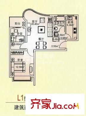 萬邦都市花園戶型圖 戶型圖 2室2廳1衛(wèi)1廚