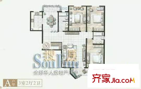 虹桥府邸户型图户型图 3室2厅2卫1厨