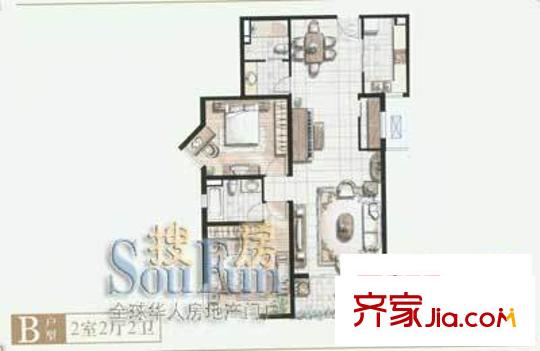 虹桥府邸户型图户型图 2室2厅2卫1厨