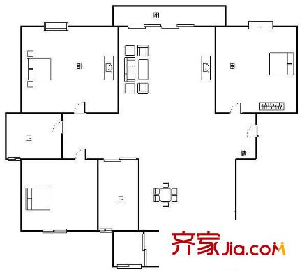 羅山怡景苑 3室 戶型圖