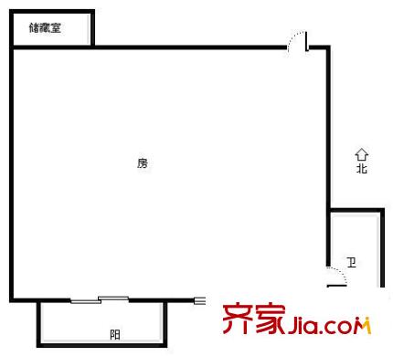 愚园路新里户型图户型图 1室1卫1厨