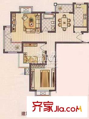 保利金爵公寓戶型圖C型戶型圖 2室2廳1衛(wèi)1廚