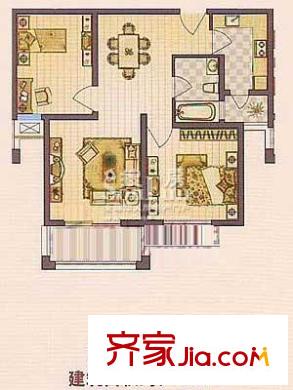 保利金爵公寓戶型圖G型戶型圖 2室2廳1衛(wèi)1廚