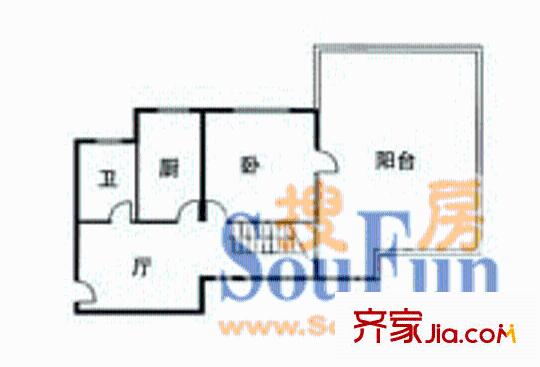 百富達(dá)公寓戶型圖3室2廳1衛(wèi)1廚