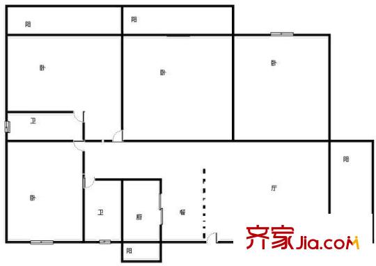 雪城公寓 4室 户型图