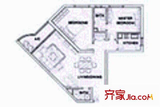 爵士大廈戶(hù)型圖2室2廳1衛(wèi)1廚