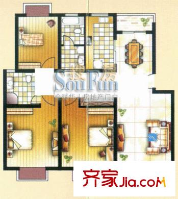大富苑戶型圖A6戶型 3室2廳2衛(wèi)1廚