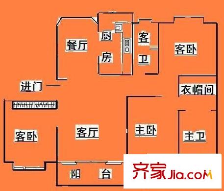 虹桥城市花园户型图户型图 4室2厅2卫1厨