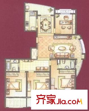 丽都城户型图户型图 4室2厅2卫1厨