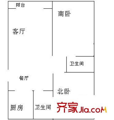 由由新邸戶型圖戶型圖 2室2廳1衛(wèi)1廚