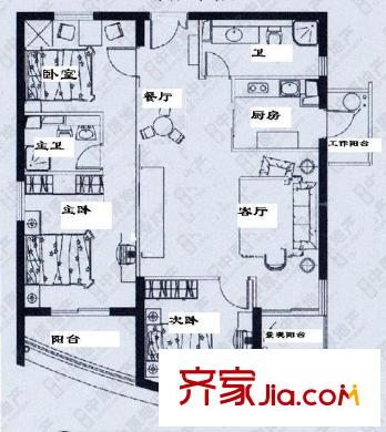 濱江國際 0室 戶型圖