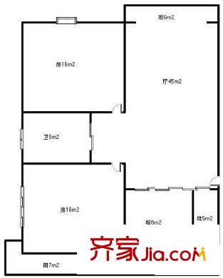 帆升公寓户型图户型图 2室2厅1卫1厨