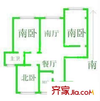 帆升公寓户型图户型图 3室2厅2卫1厨