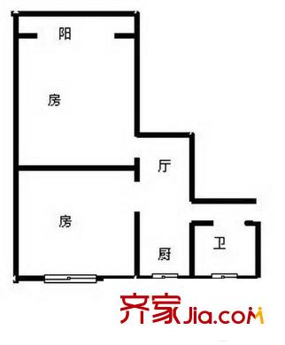 濰坊五村 2室 戶型圖