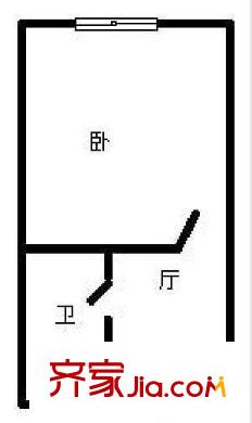 濰坊五村 1室 戶型圖