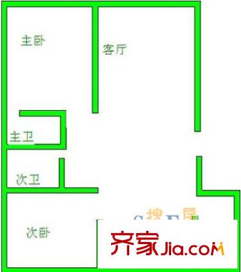 濱江茗園 2室 戶型圖