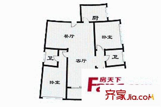 君悦花园户型图3室2厅2卫1厨
