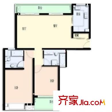 虹桥中洋公寓 2室 户型图